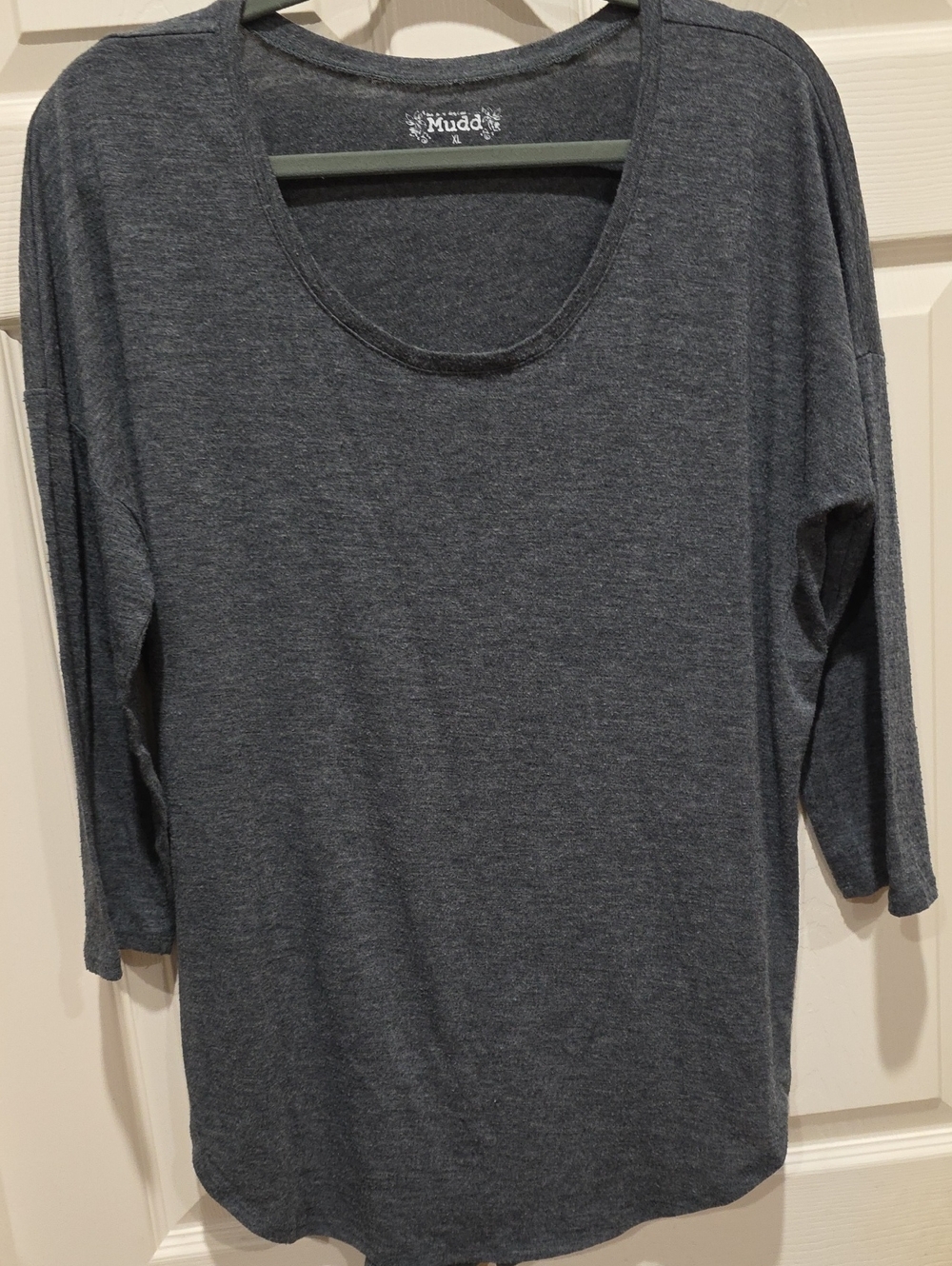 Mudd Women's Charcoal Scoop Neck Long Sleeve Tee